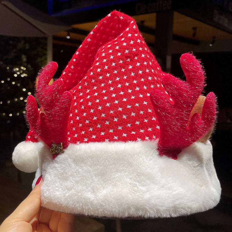 Ears Red Antlers Christmas Hat