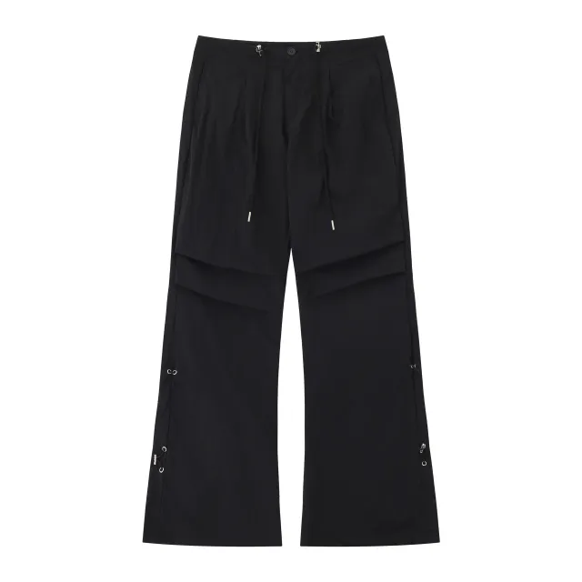 American style Bootcut Casual Pleated Quick drying Overalls Black - Shop at LoveMi