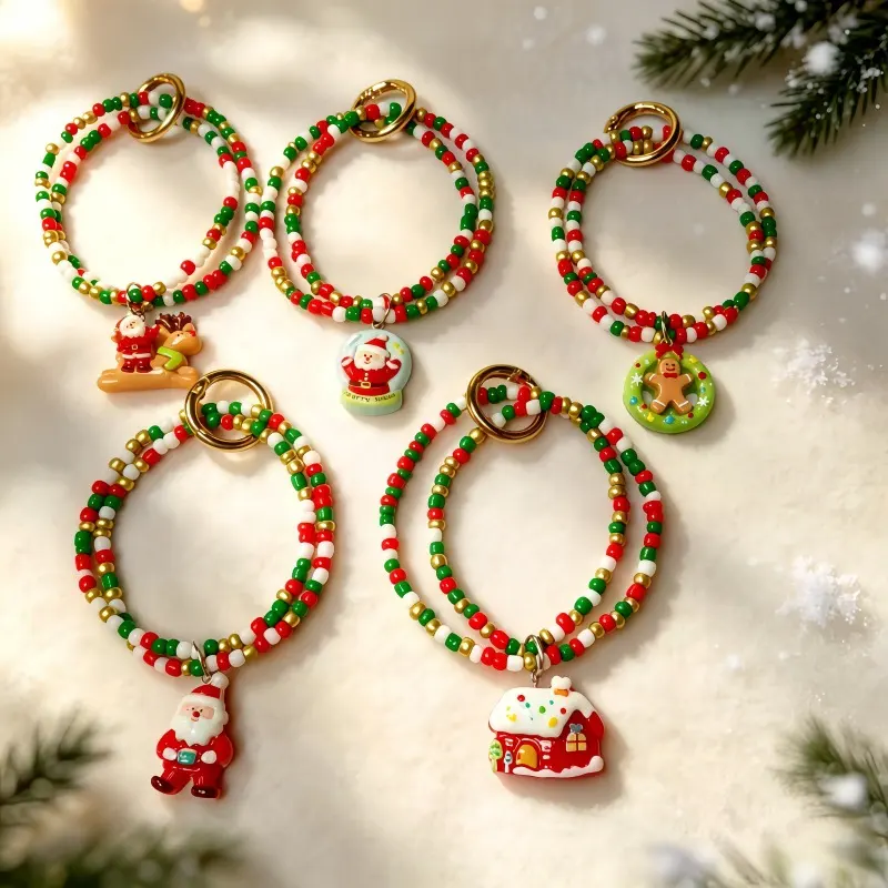 Creative Santa Claus Double-Bead Phone Charm