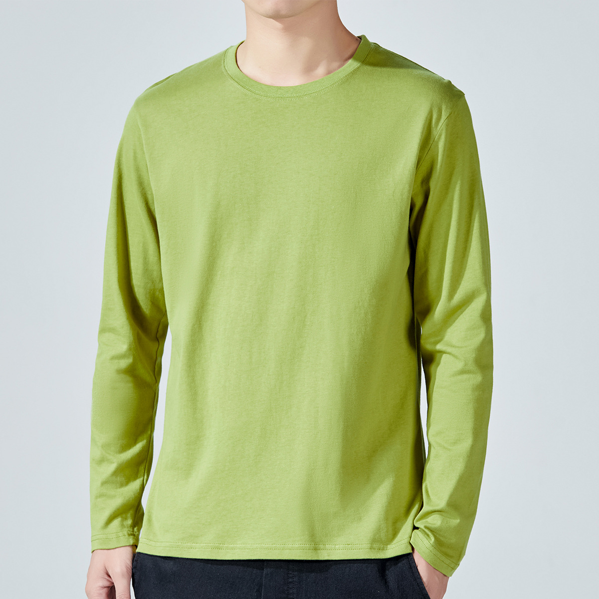 Mens Long sleeve Solid colorCotton T-shirt