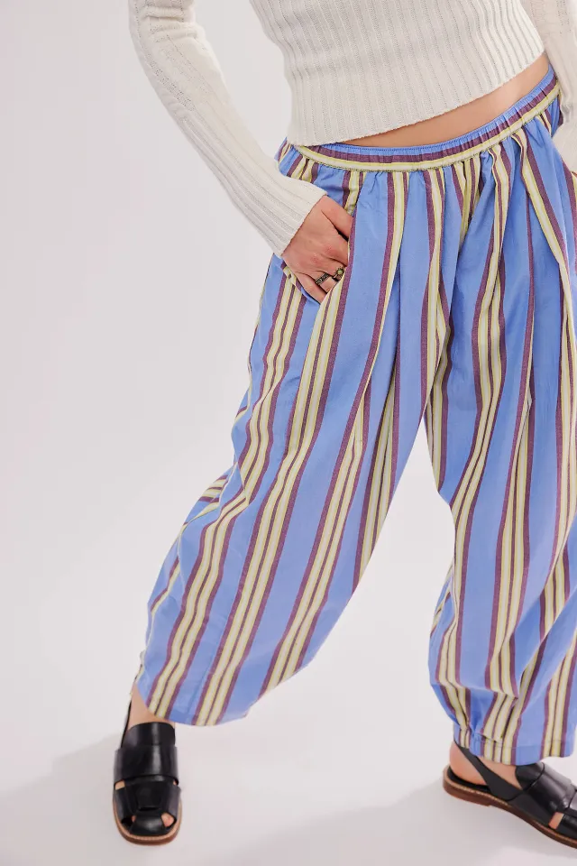Printed Striped Elastic Waist Casual Hip Hop Style Skinny Pants Purple - Shop at LoveMi