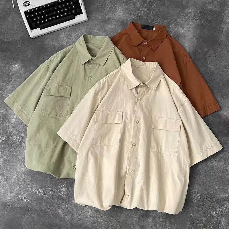 Men's Summer Korean Style Handsome Workwear Tops Shirt