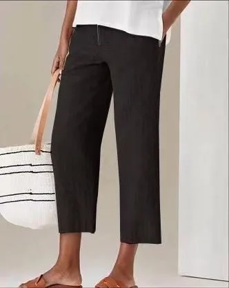 Thin Cotton And Linen Solid Color High Waist Harem Pants Black - Shop at LoveMi