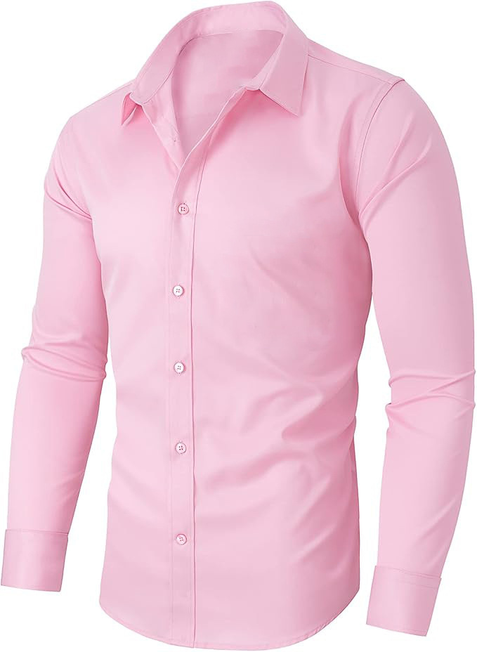 Mens Slim-Fit Solid-Color Work Shirt From Europe And The US