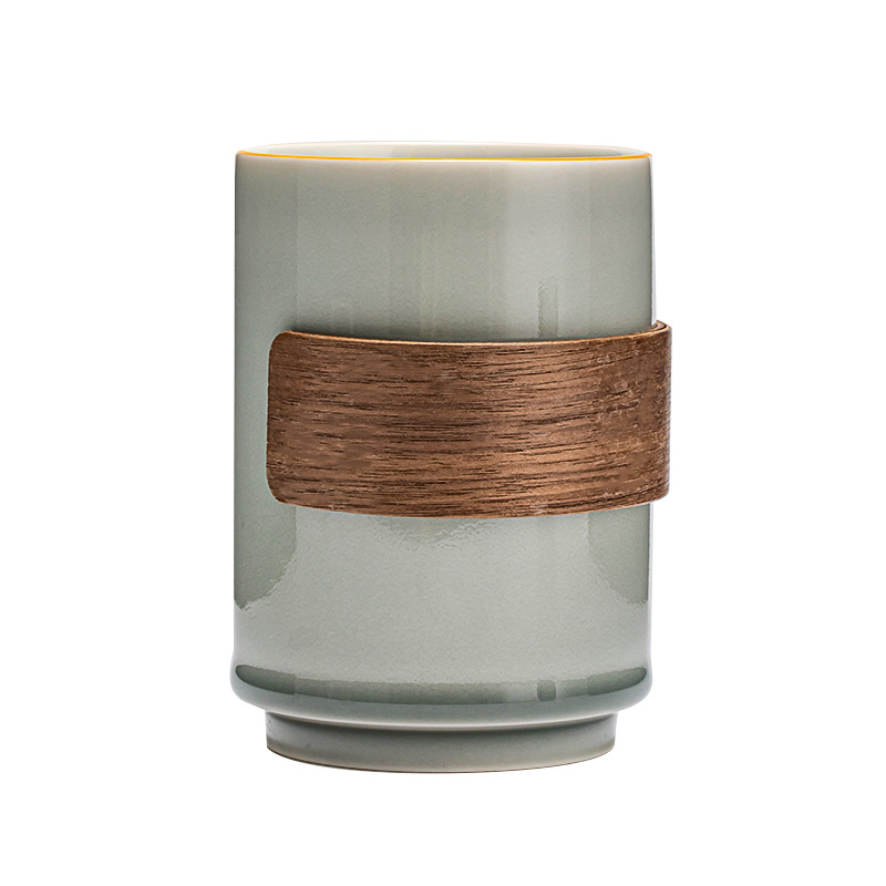 Grass And Wood Ice Gray Glaze Handy Porcelain Minimalist Household Chinese Drinking Cup