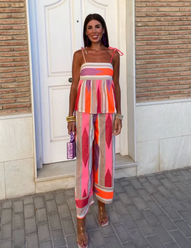 Color Matching Sling Top And Trousers Suit 3Picture L - Shop at LoveMi