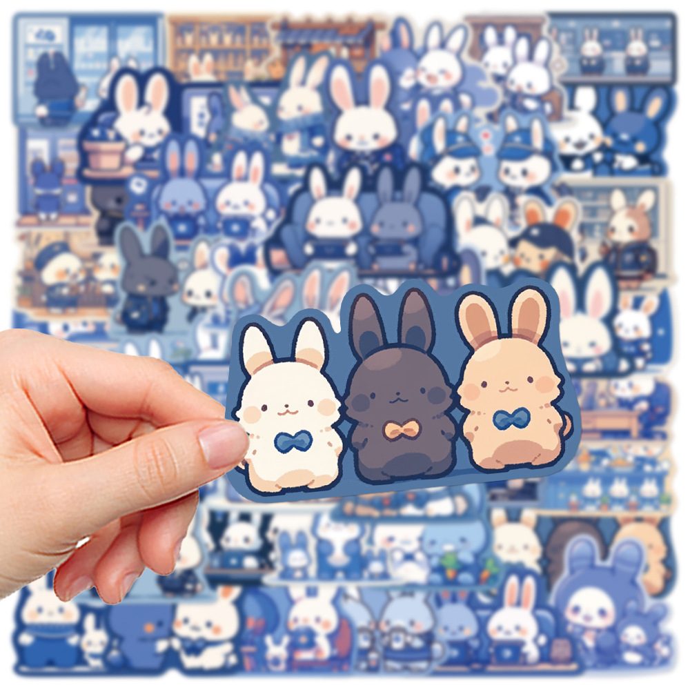 Title 4, 50 Blue Color Rabbit Stickers