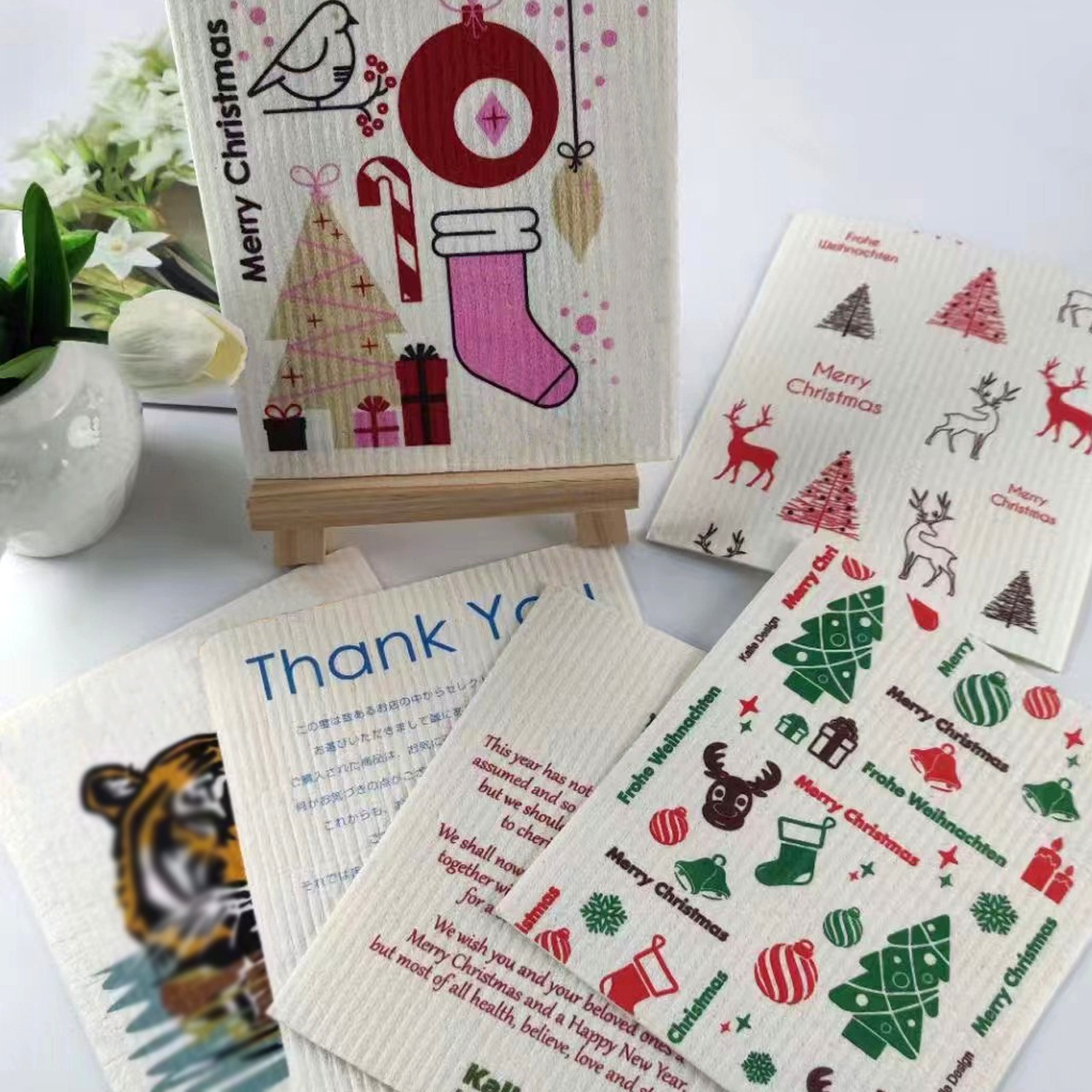 Printed Absorbent Oil-resistant Wood-pulp Cotton Dishcloth For The Kitchen