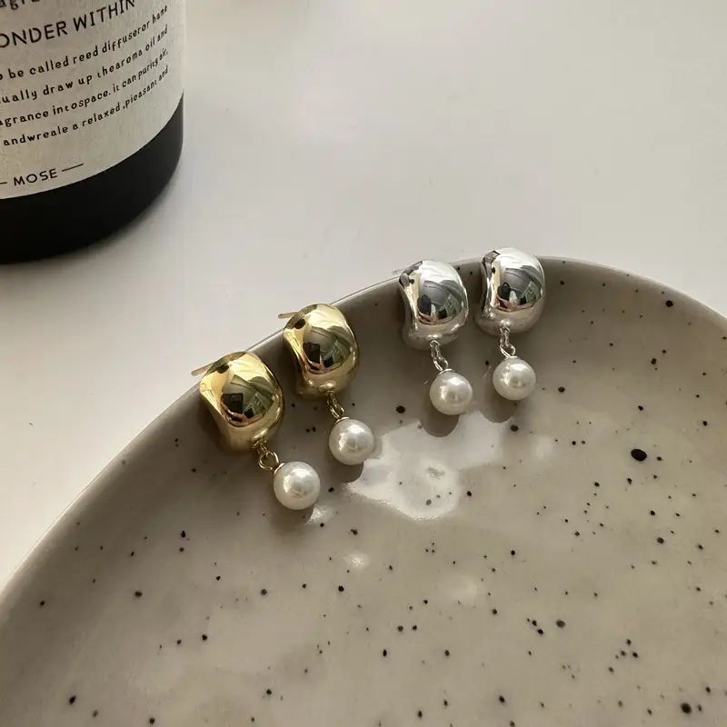 S925 Sterling Silver French Retro Ball Bead Earrings I