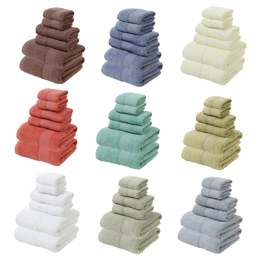 6-Piece Thick Absorbent Pure Cotton Towel Set