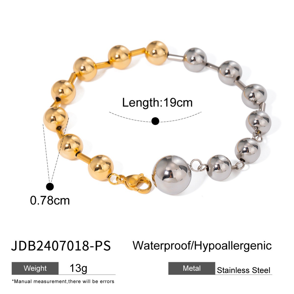 European And American Stainless Steel Beaded Bracelet High Sense Color Matching Letters