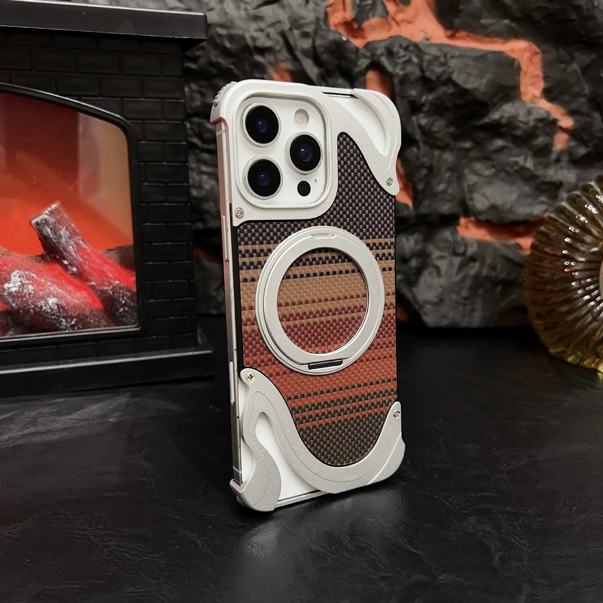 Metal Magnetic Mount Carbon Fiber Backplate Protective Case