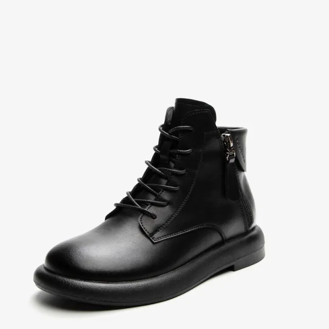 Women's Winter New Fleece lined Warm Flat Bottom Short Boots Black - Shop at LoveMi