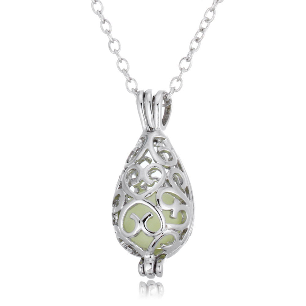 Retro Hollow Water Drops Multicolor Noctilucent Necklace