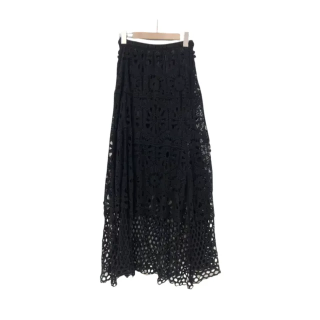 Lace Patchwork A Line Skirt Holiday Style Hollow out Midi Dress Black - Shop at LoveMi