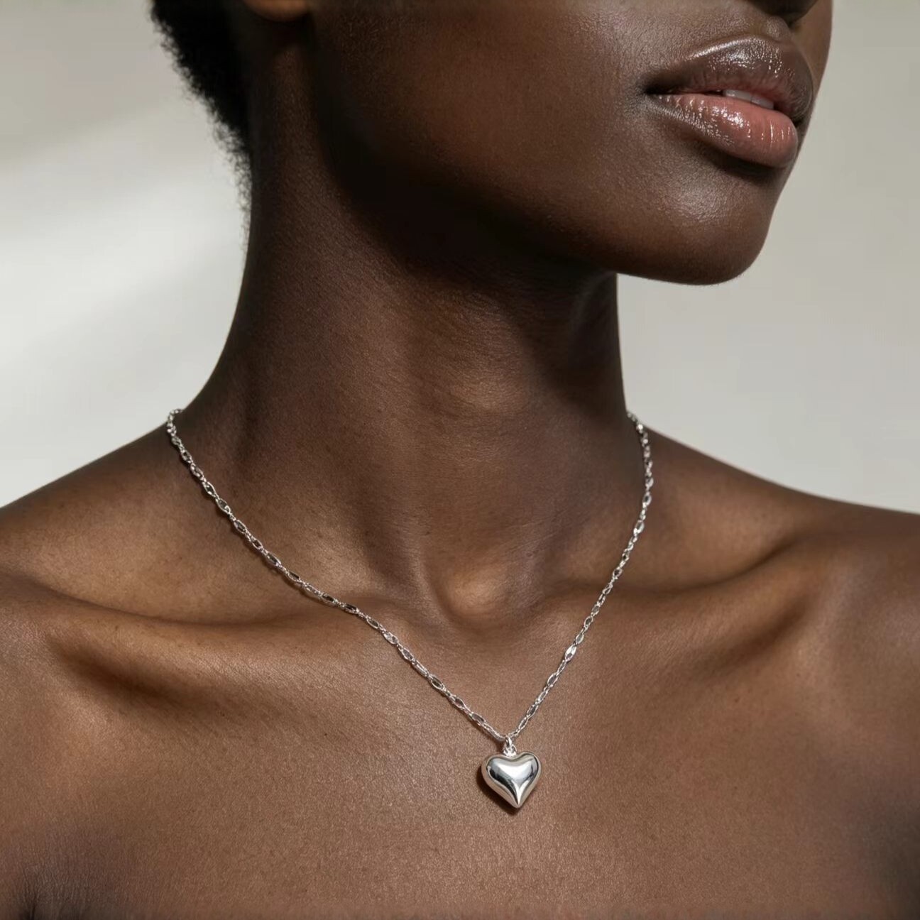 S925 Colier cu Pandativ Inimă Placat cu Argint Pentru Femei Minimalist Choker Chain Fashion Jewelry Gift