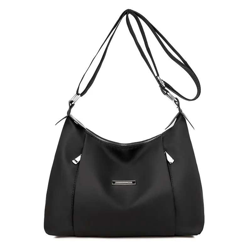 Fashion Oxford Cloth Shoulder Bag Simple Women's Crossbody Bag - Black