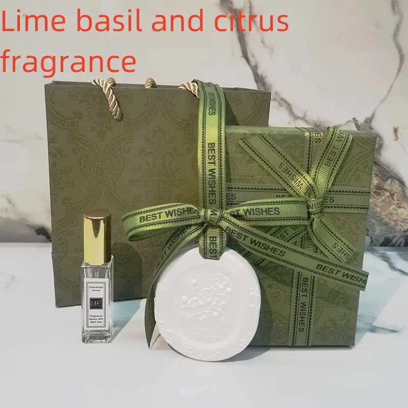 Car Aromatherapy Fragrant Stone Air Freshener Set with Essential Oil Options — Four Piece Set, Basil and citrus fragrance