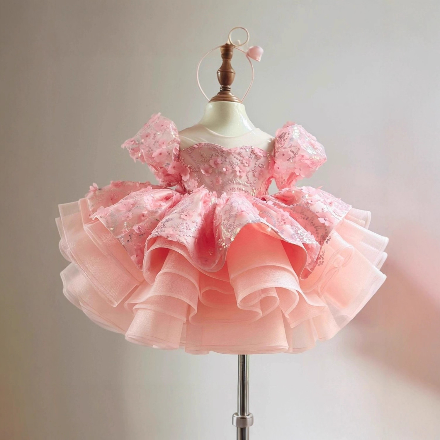 Short-sleeve Princess Dress For A Baby Girls First Birthday