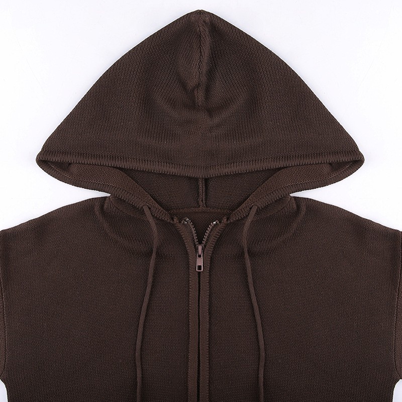 Warm Hooded Zippered Cardigan Solid Color Jacket