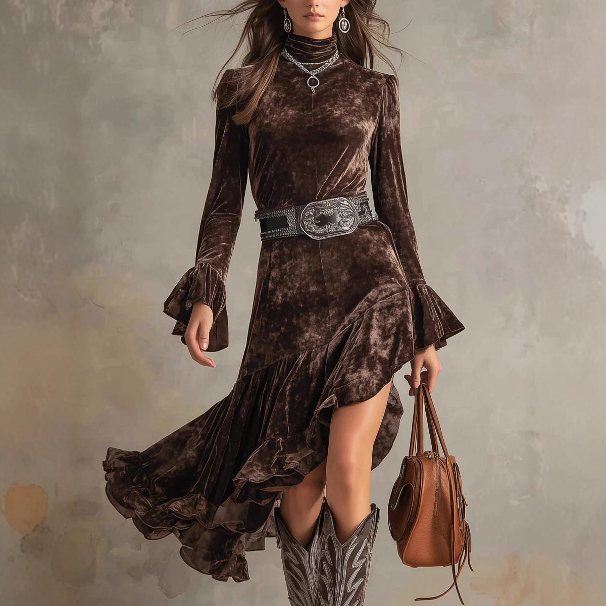 Elegant Long Dress For Women With A Fitted Waist And French Lace Details