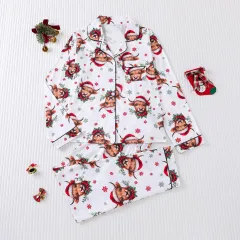 Women's Pyjamas Four Seasons Christmas Printing Lapel Long Sleeve - 8 Style-S - View 1