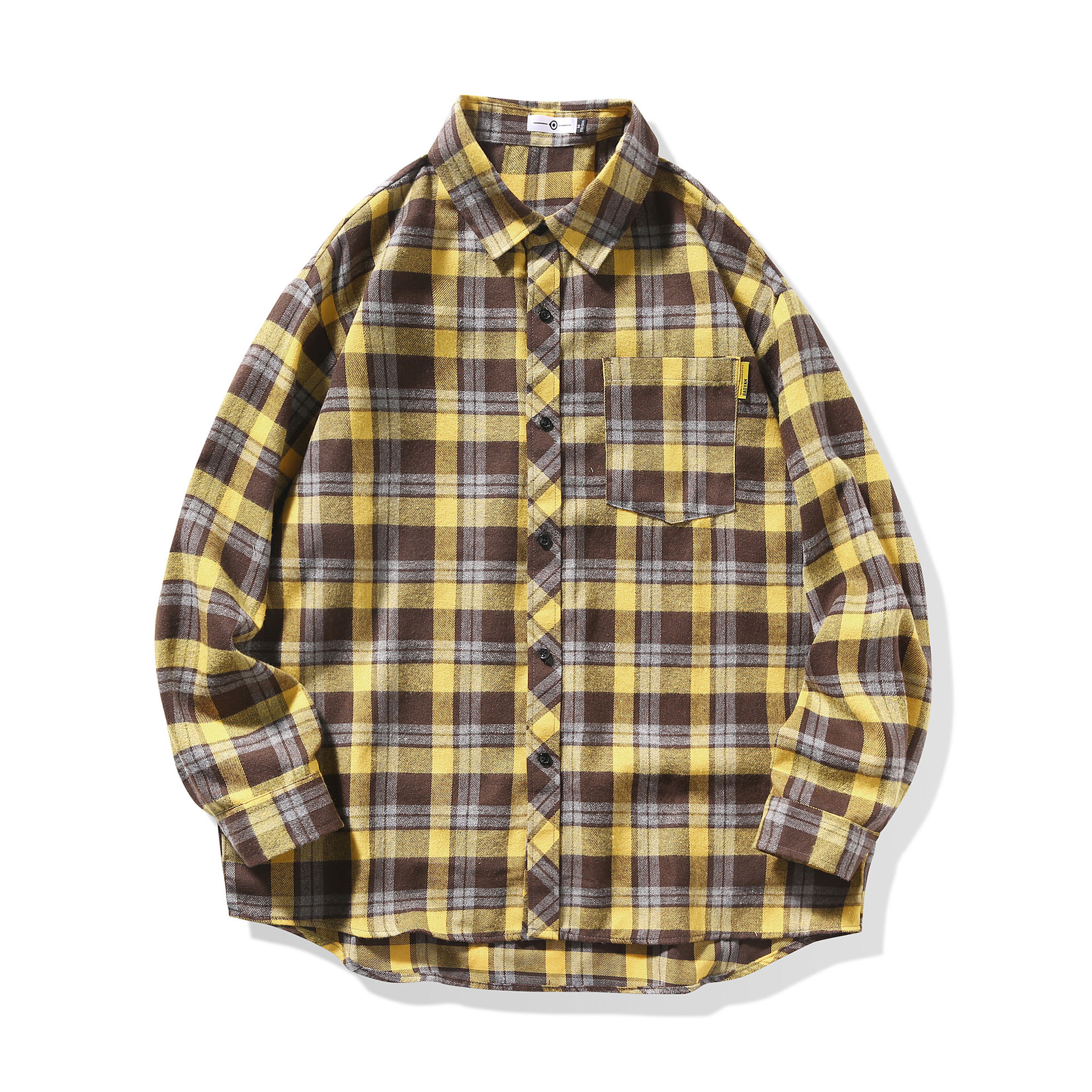 Mens Loose-fitting Casual Long-sleeve Plaid Shirt