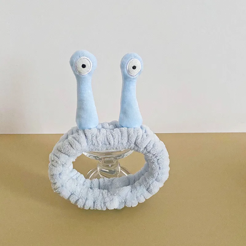 Cartoon Funny Snail Cute Face Wash Mask Plush Hair Band - Blue