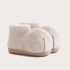 Women's Plush Mid-top Bag With Furry Cat Paw Snow Boots - Small Rice-200Mm - View 1
