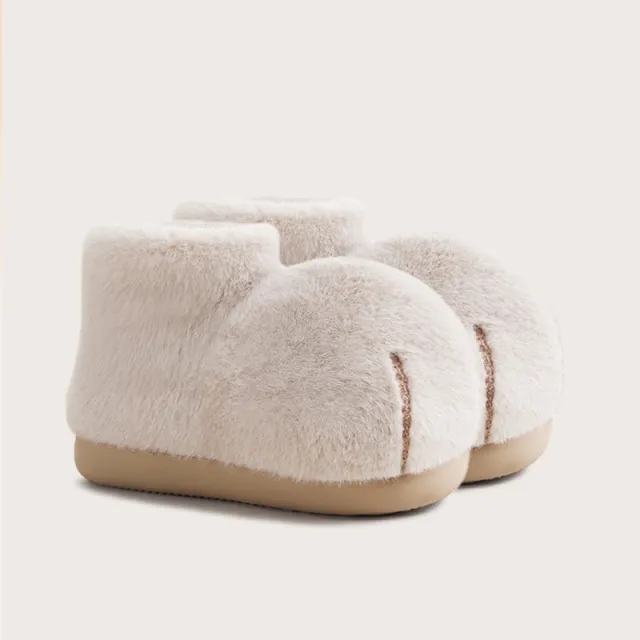 Women's Plush Mid top Bag With Furry Cat Paw Snow Boots Small Rice 200Mm - Shop at LoveMi
