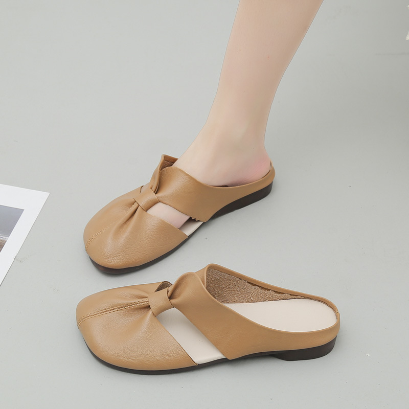 Flat-Soled Soft-Soled Lazy Casual Closed-Toe Half Slippers Mother Shoes