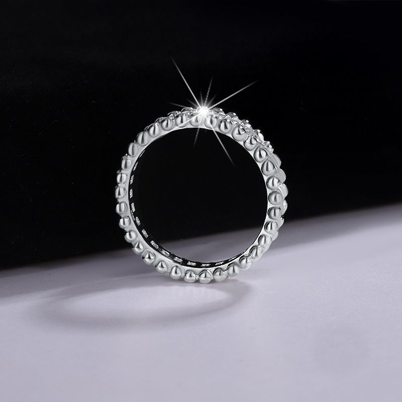 S925 Sterling Silver Kaleidoscope Bead Edge Diamond Ring