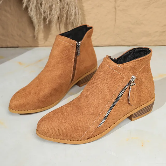 Suede European And American Style Women's Ankle Boots Brown - Shop at LoveMi