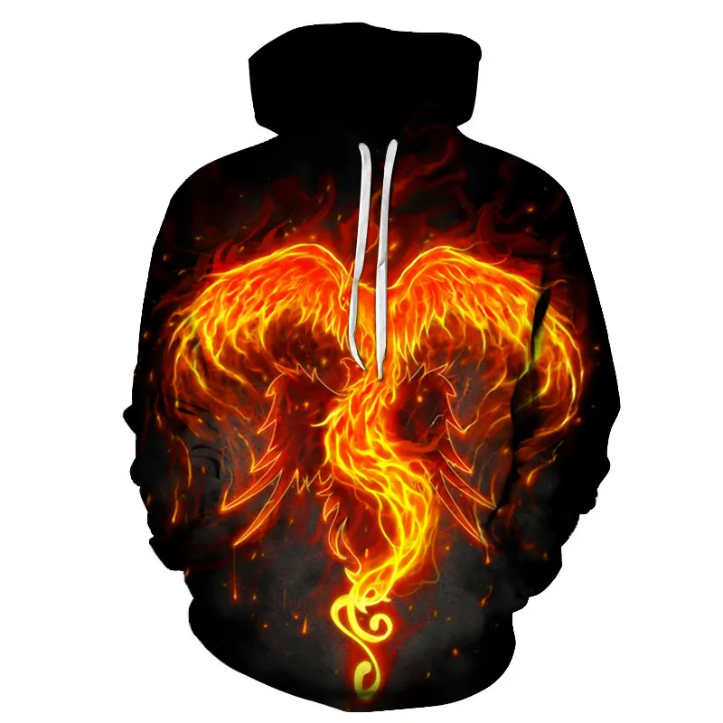 Flame Phoenix Series Hoodie Loose And Versatile Top - Wy211-3Xl