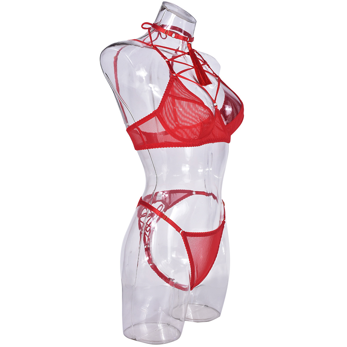 Title 7, Polyester-Dessous-Set mit Schnürung, Push-up, M...