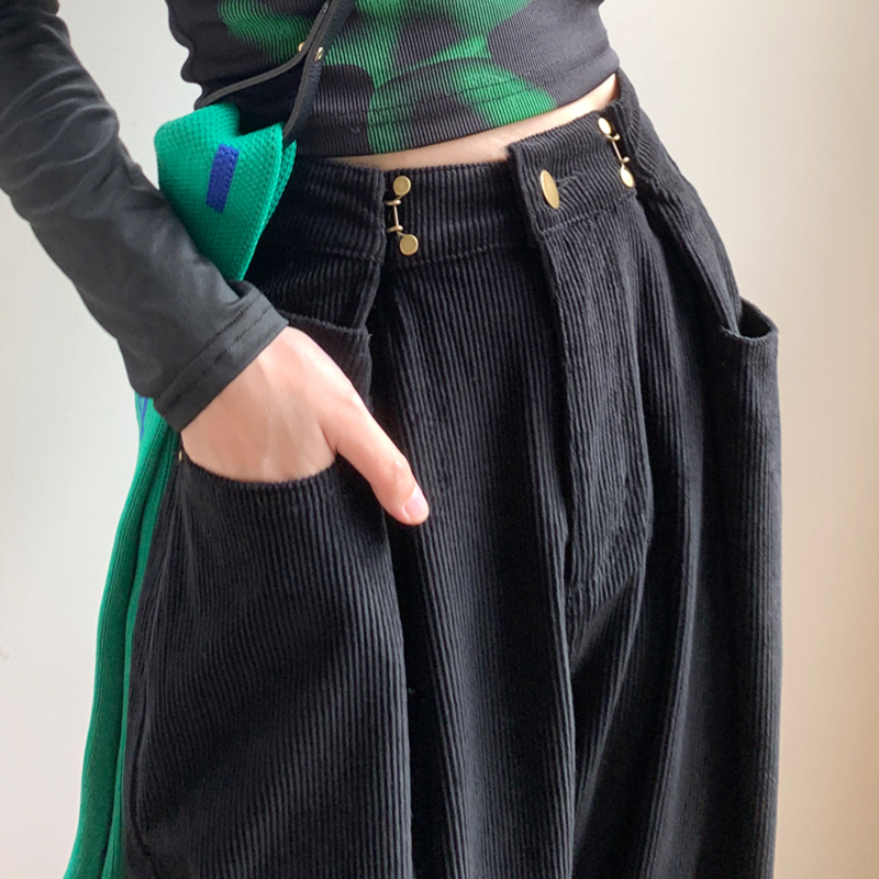 Women's Fashion High Waist Straight Drooping Loose fitting Slimming Pants Black Regular - Shop at LoveMi