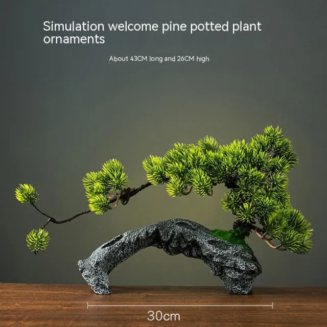 Green Plant Artificial Greeting Pine Rockery Bonsai Sprinkler Shop Living Room Entrance Home Office Decorations Landscape Artificial Greeting Pin... Artificial Greeting Pine Pot - Shop at LoveMi
