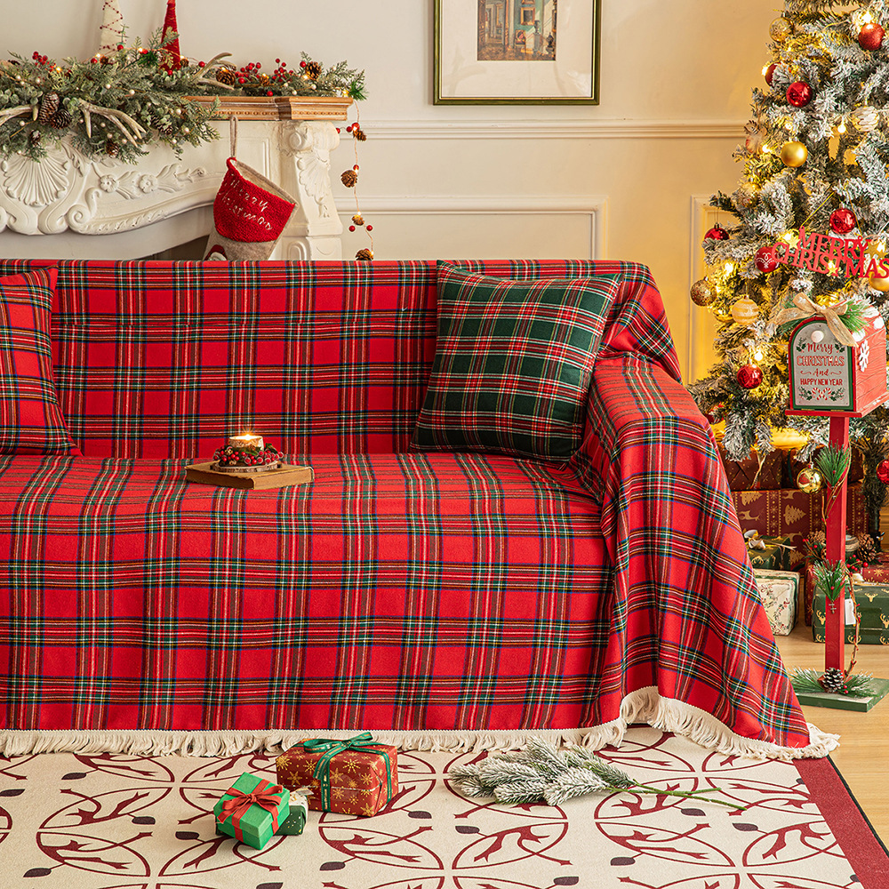 Multifunctional Tassel Sofa Cover For Christmas