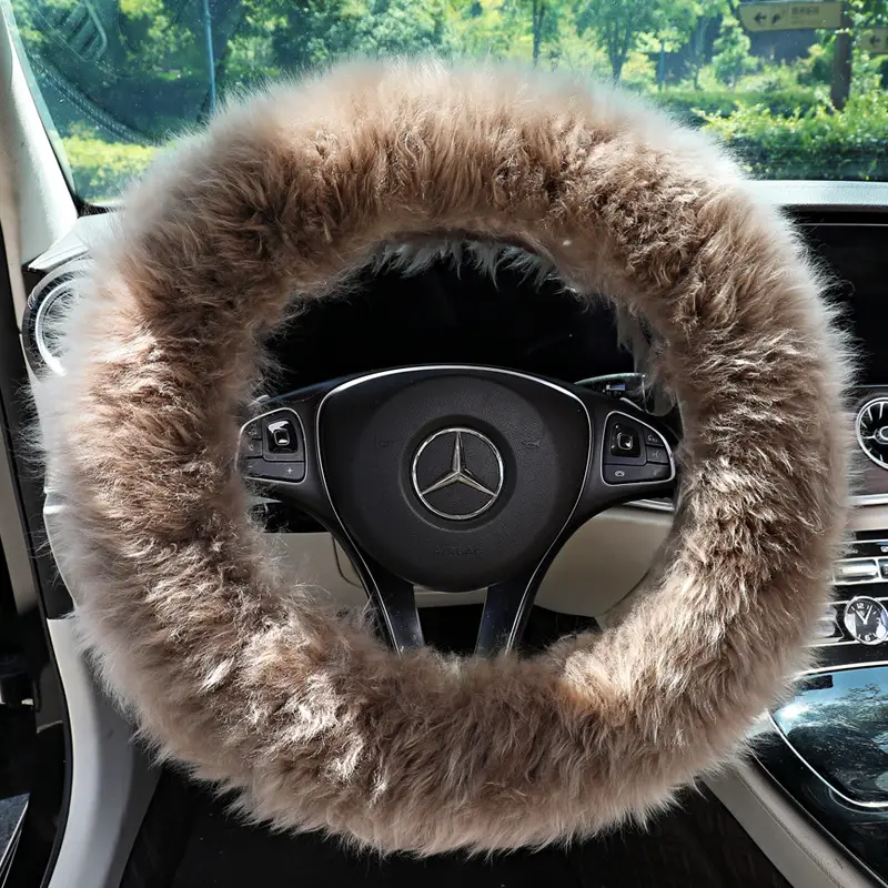 Car Steering Wheel Cover Wool Non-Slip Cover Steering Wheel Protector