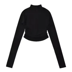 Half Turtleneck Design Bottoming Shirt Long Sleeve Top - Black - View 1