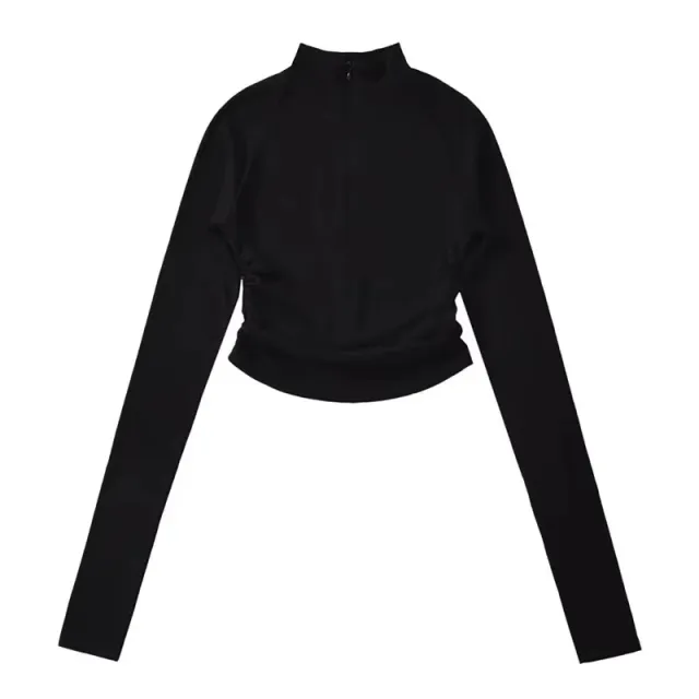 Half Turtleneck Design Bottoming Shirt Long Sleeve Top Black - Shop at LoveMi