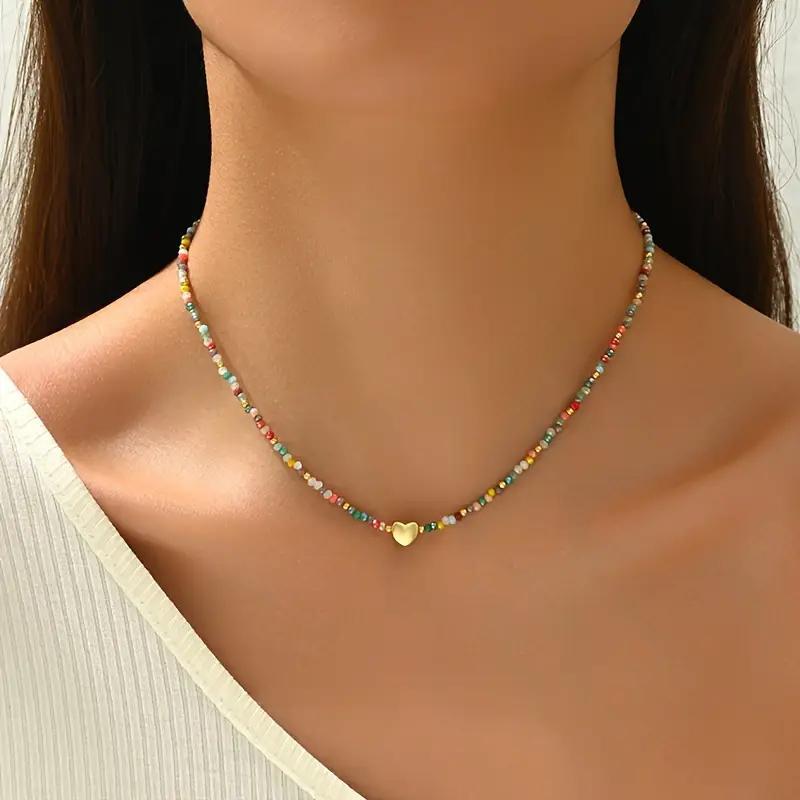 Crystal Necklace With Heart-shaped Beads Choker Style