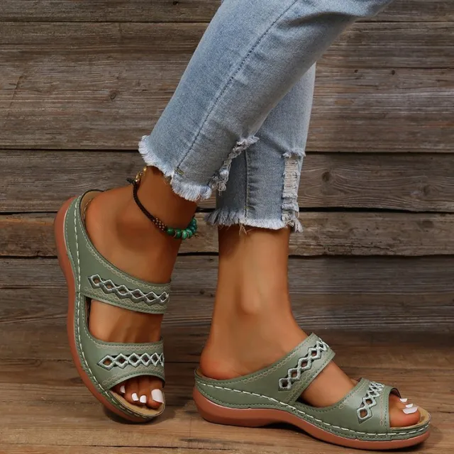 New One word Slippers For Women Spring New Muffin Platform Slippers Green - Shop at LoveMi