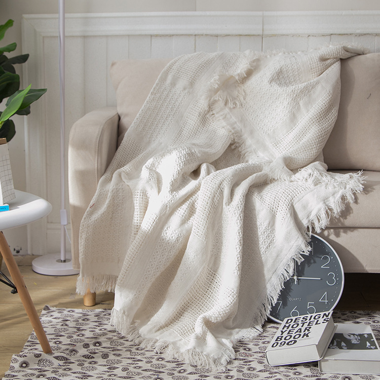 Simple Four-season Blanket Made Of Cotton Fabric A Full-cover Sofa Throw