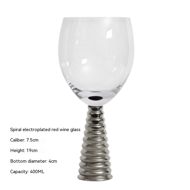 Threaded Silver Red Wine Glass