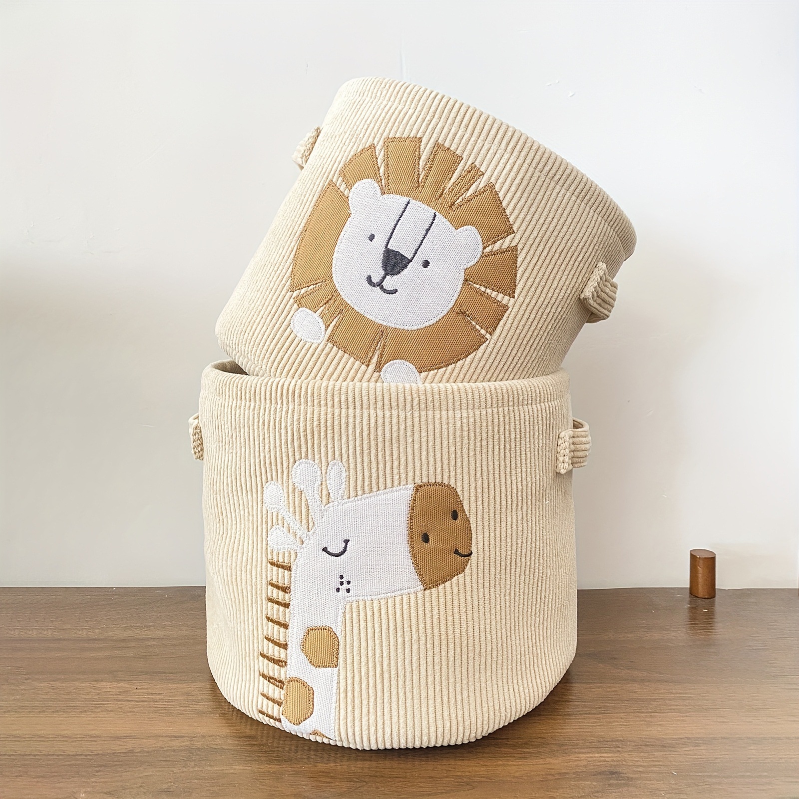 Lion-patterned Woven Cotton Rope Storage Basket For Toys