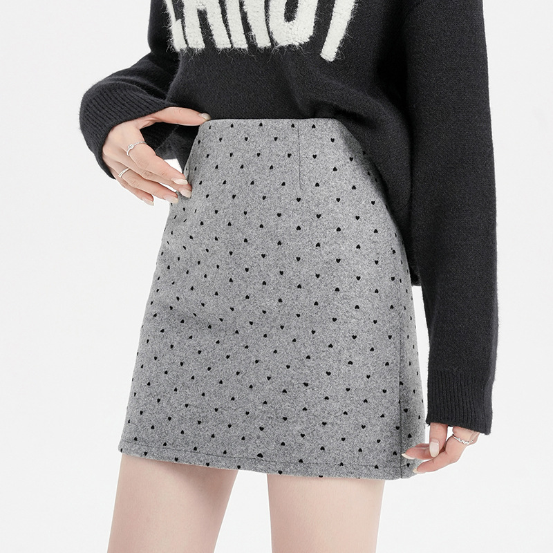 High-end Woolen Pencil Skirt With Built-in Anti-exposure Lining