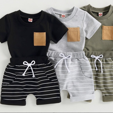 Boys' T-shirt Striped Shorts Suit