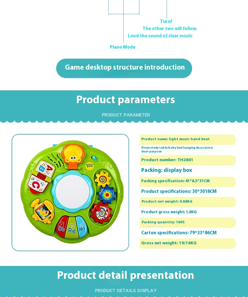 Mini Electronic tastatur Early Childhood Education Drum - Miniatyr 14