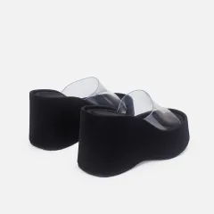 Fashion Platform High Heel Transparent Ankle-strap Outdoor Sandals - Transparent - View 1